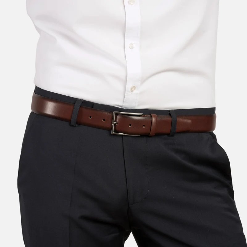 BORDEAUX brown uni – Ledergürtel Herren 3,5 cm mit Prägung