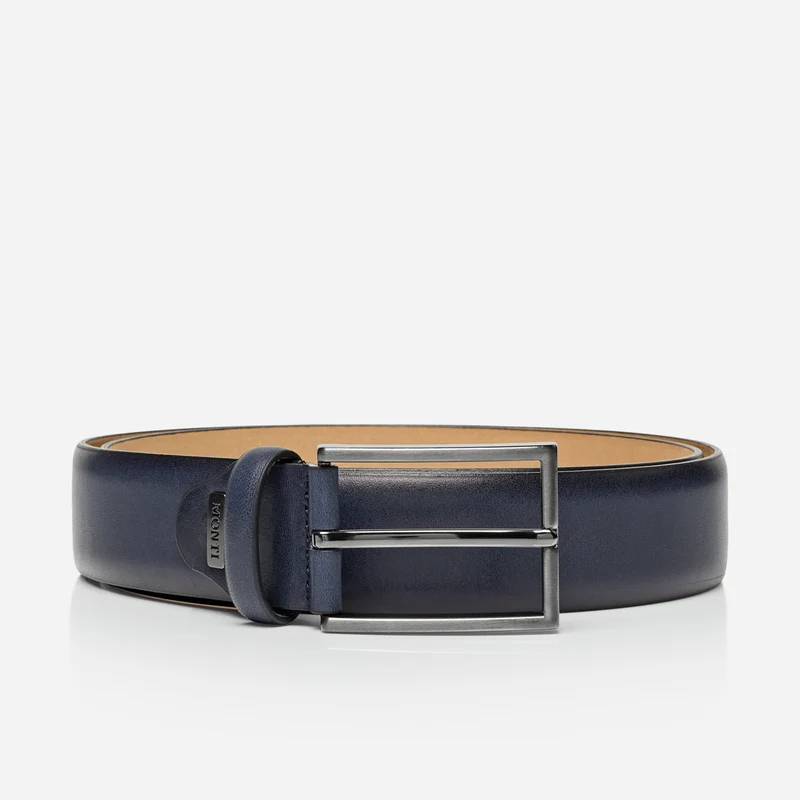 BORDEAUX navy uni – Ledergürtel Herren 3,5 cm mit Prägung