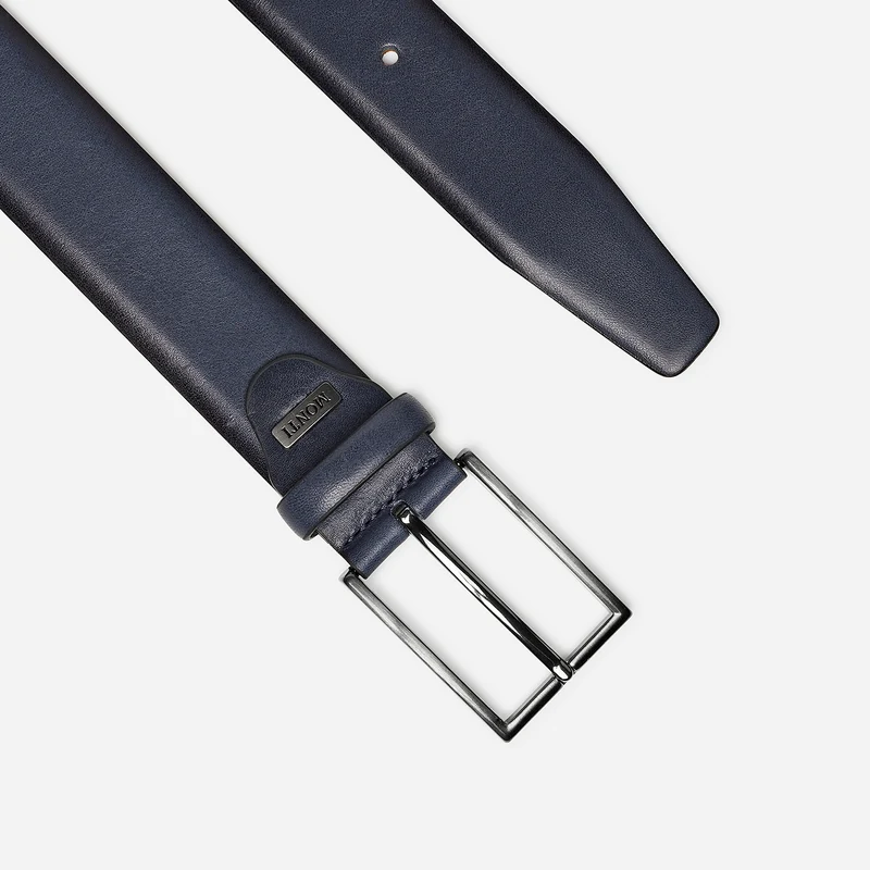 BORDEAUX navy uni – Ledergürtel Herren 3,5 cm mit Prägung