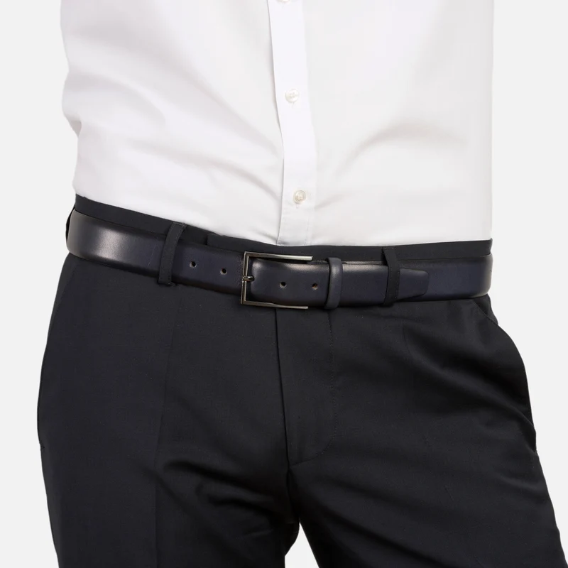 BORDEAUX navy uni – Ledergürtel Herren 3,5 cm mit Prägung
