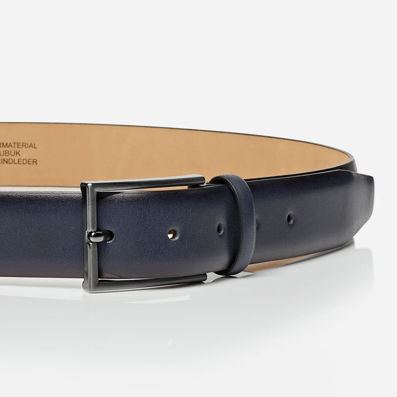 BORDEAUX navy uni – Ledergürtel Herren 3,5 cm mit Prägung