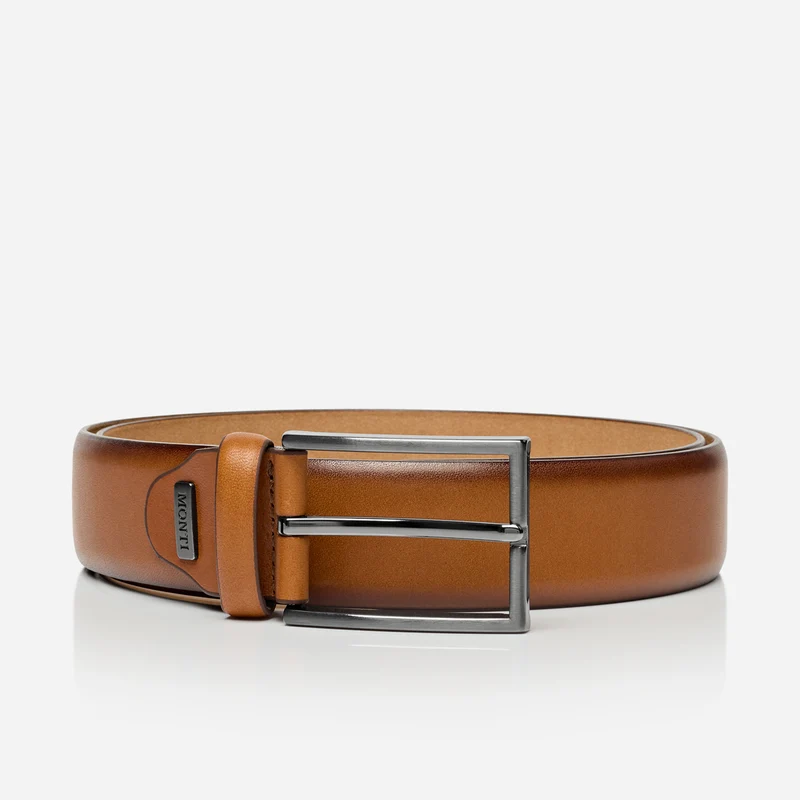 BORDEAUX light brown uni – Ledergürtel Herren 3,5 cm mit Prägung