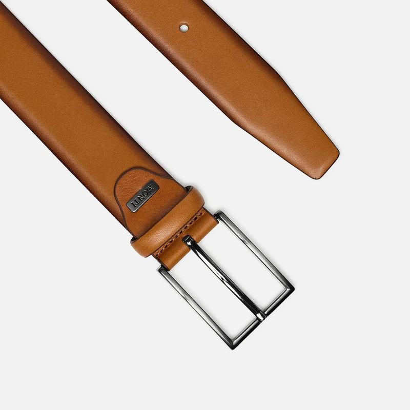 BORDEAUX light brown uni – Ledergürtel Herren 3,5 cm mit Prägung
