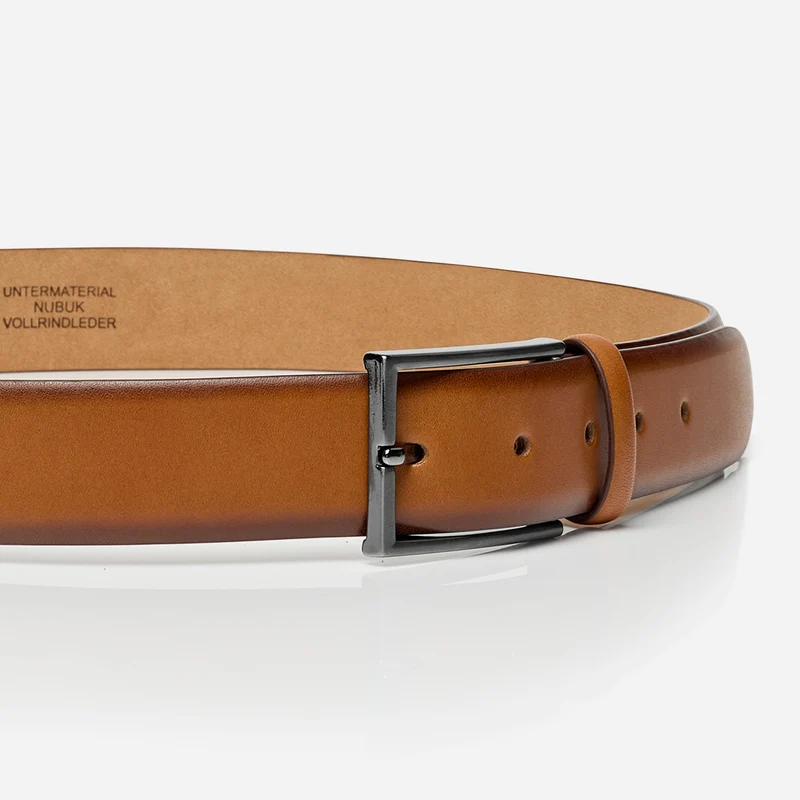 BORDEAUX light brown uni – Ledergürtel Herren 3,5 cm mit Prägung
