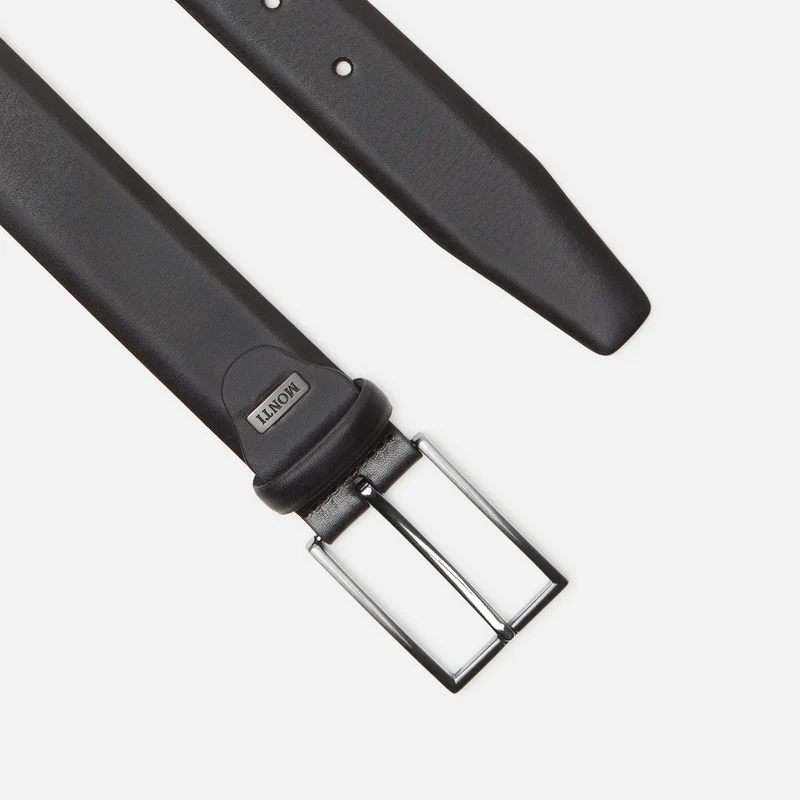 BORDEAUX black uni – Ledergürtel Herren 3,5 cm mit Prägung