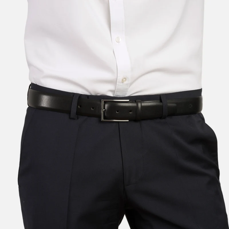 BORDEAUX black uni – Ledergürtel Herren 3,5 cm mit Prägung