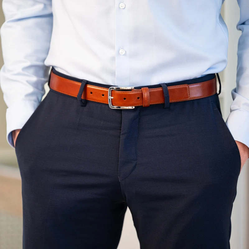 Schmaler Herren Ledergürtel „Alessio“ in Cognac – 3 cm, leicht & unaufdringlich elegant