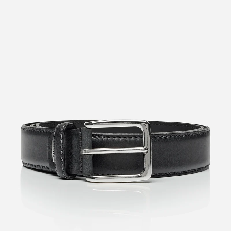 BARCELONA black uni – Herren-Anzuggürtel 3,5 cm