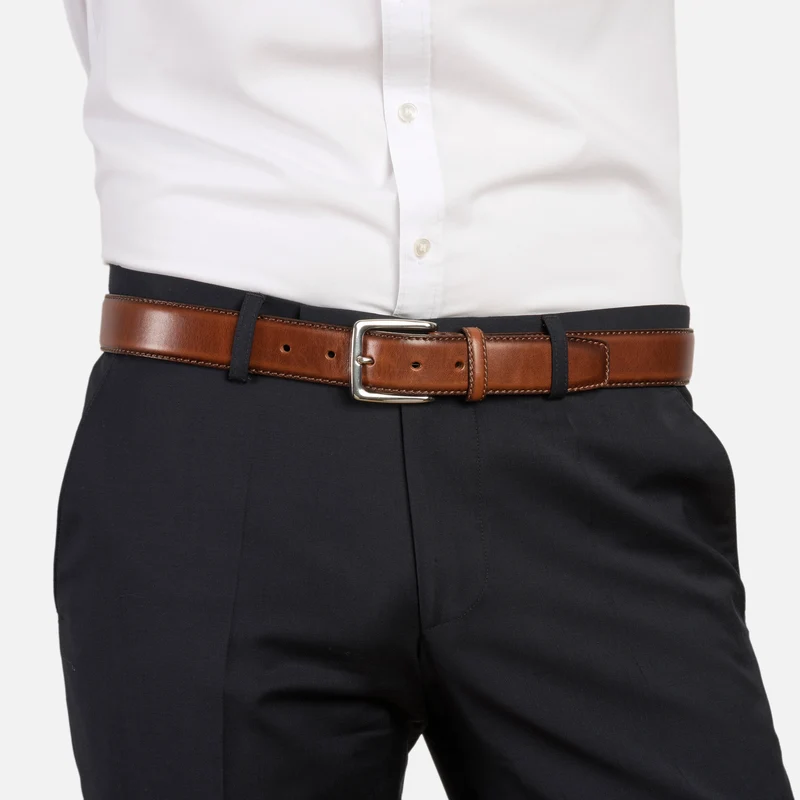 BARCELONA light brown uni – Herren-Anzuggürtel 3,5 cm
