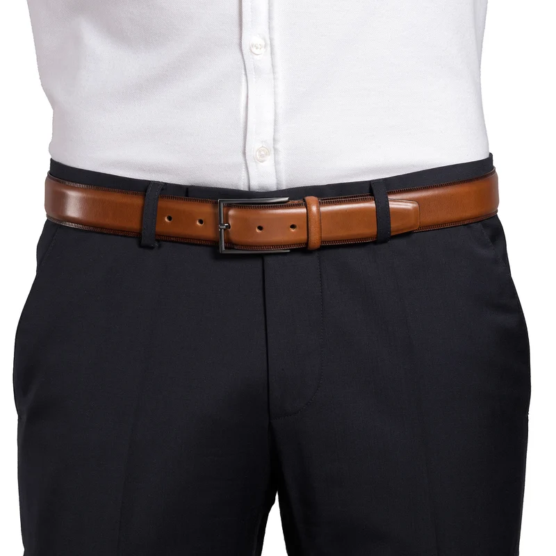 PORTLAND light brown uni – Herren-Anzuggürtel 3,5 cm