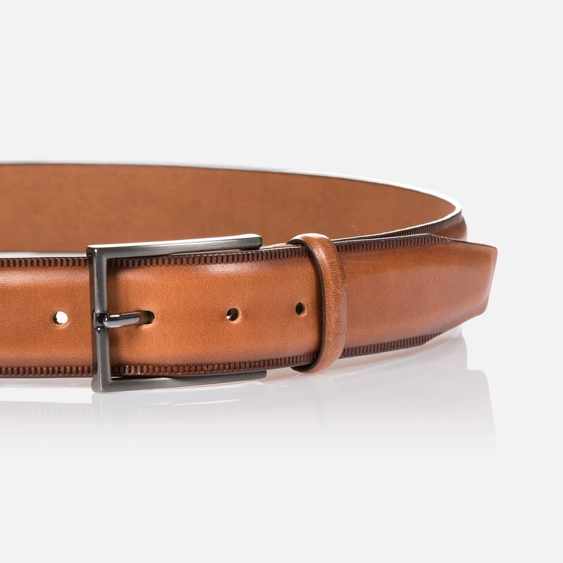 PORTLAND light brown uni – Herren-Anzuggürtel 3,5 cm