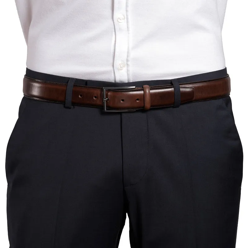 PORTLAND brown uni – Herren-Anzuggürtel 3,5 cm