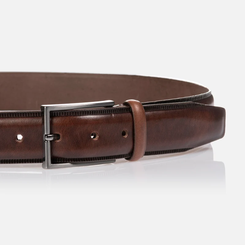 PORTLAND brown uni – Herren-Anzuggürtel 3,5 cm