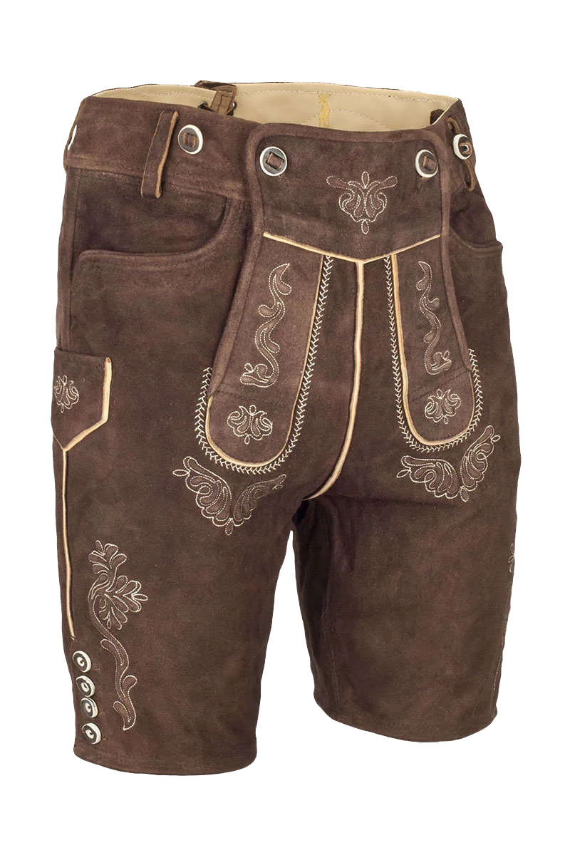 Lederhosenset kurz mit Träger dunkelbraun