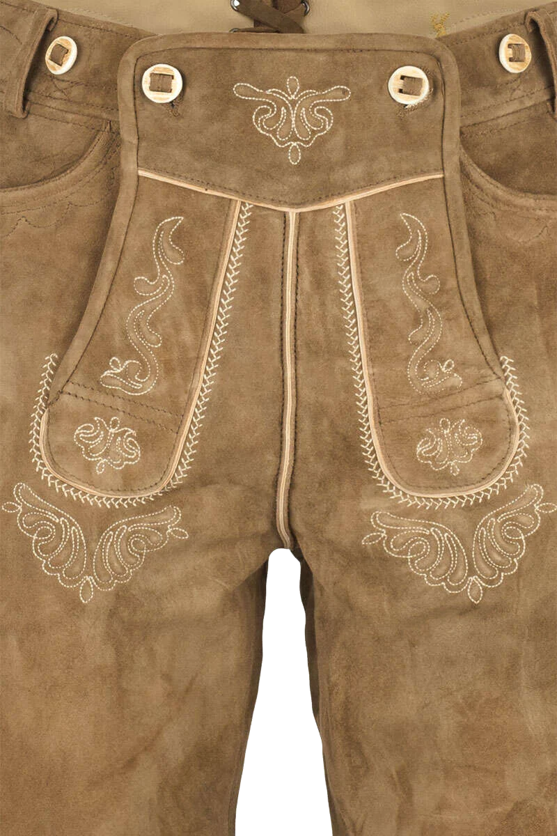 Lederhosenset kurz mit Träger dunkelbraun