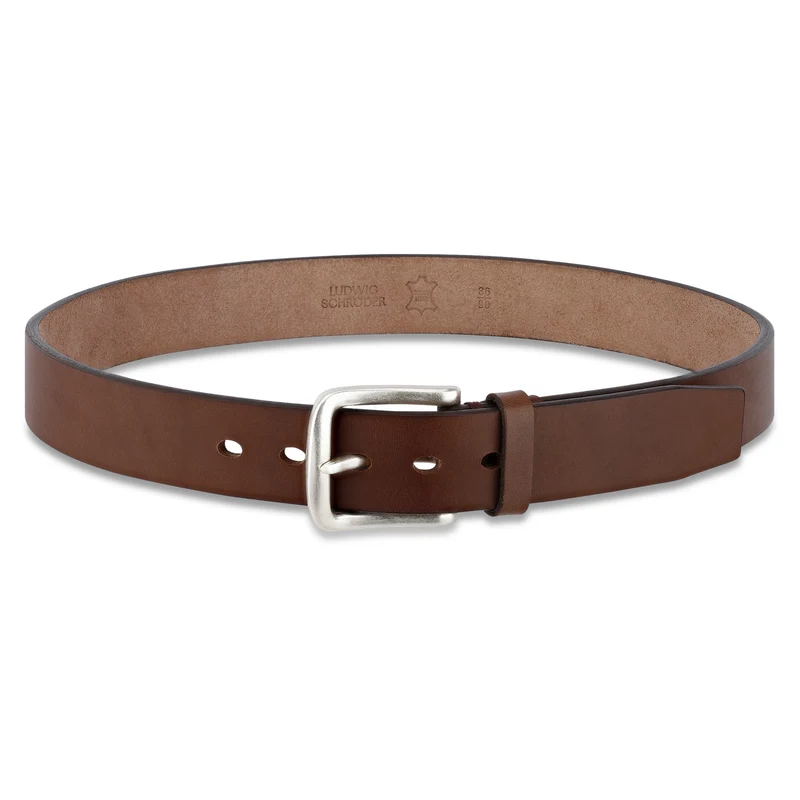 Ochsenleder Gürtel in Braun, 5-7mm extra stark, 4 cm, handgenähter Herrengürtel „Liam“