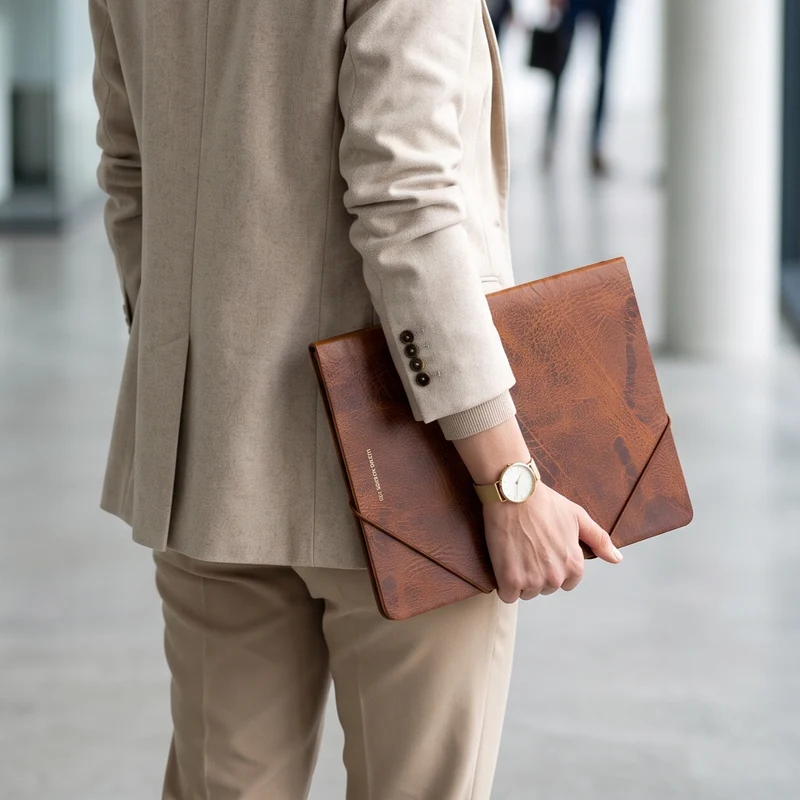 DIN A4 Dokumentenmappe „HUGO“ aus hochwertigem Leder in Gipsy Cognac – Edel und nachhaltig