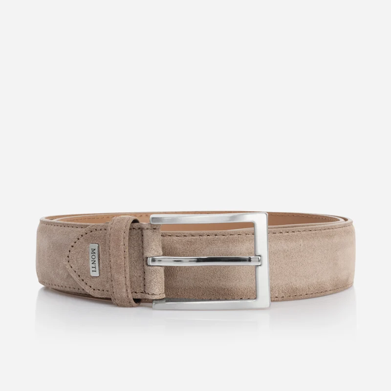 TORONTO taupe uni – Veloursledergürtel Herren 4 cm