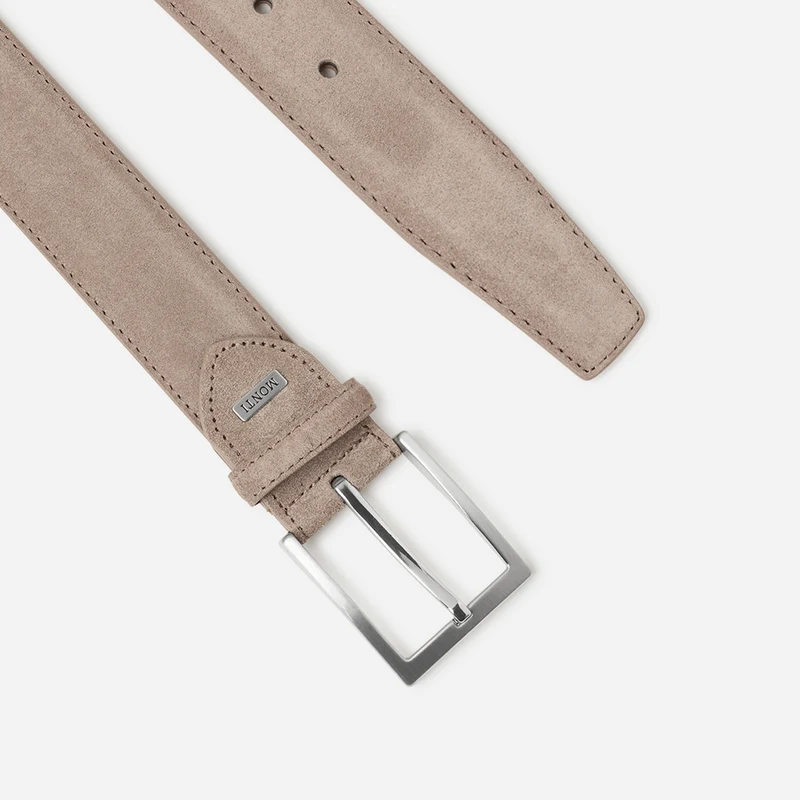 TORONTO taupe uni – Veloursledergürtel Herren 4 cm