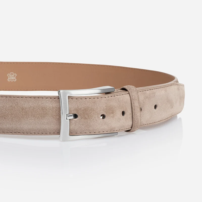 TORONTO taupe uni – Veloursledergürtel Herren 4 cm
