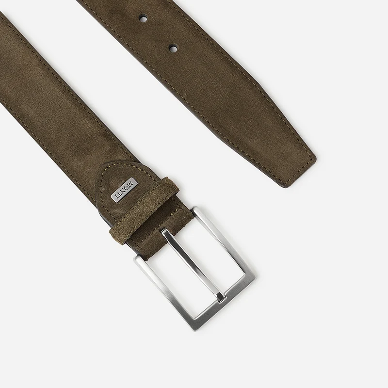 TORONTO oliv uni – Veloursledergürtel Herren 4 cm