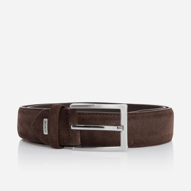 TORONTO dark brown uni – Veloursledergürtel Herren 4 cm