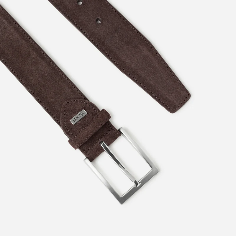 TORONTO dark brown uni – Veloursledergürtel Herren 4 cm