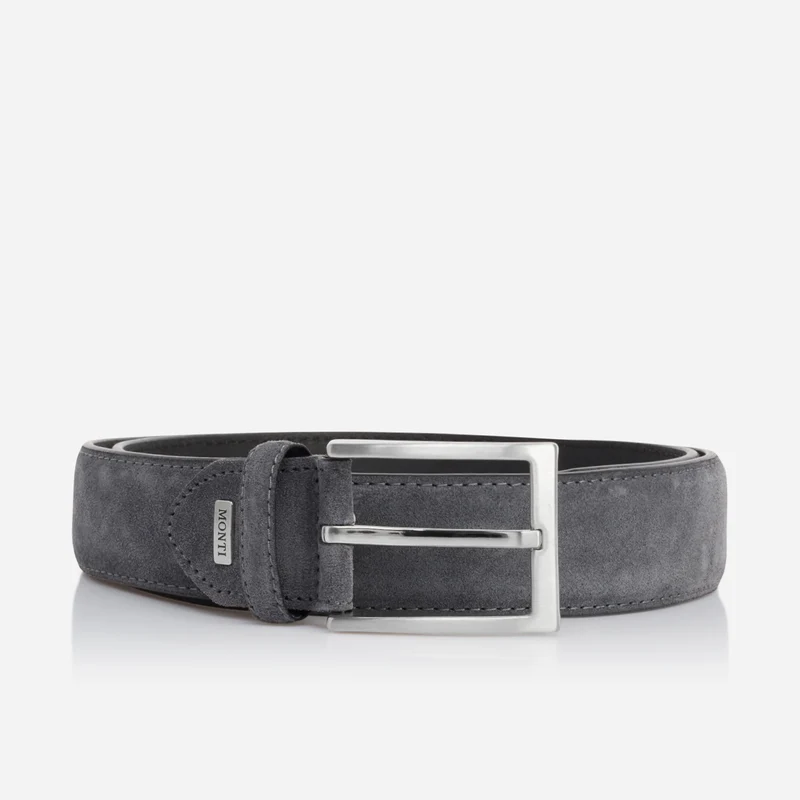TORONTO grey uni – Veloursledergürtel Herren 4 cm