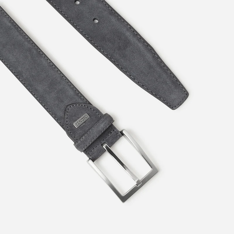 TORONTO grey uni – Veloursledergürtel Herren 4 cm