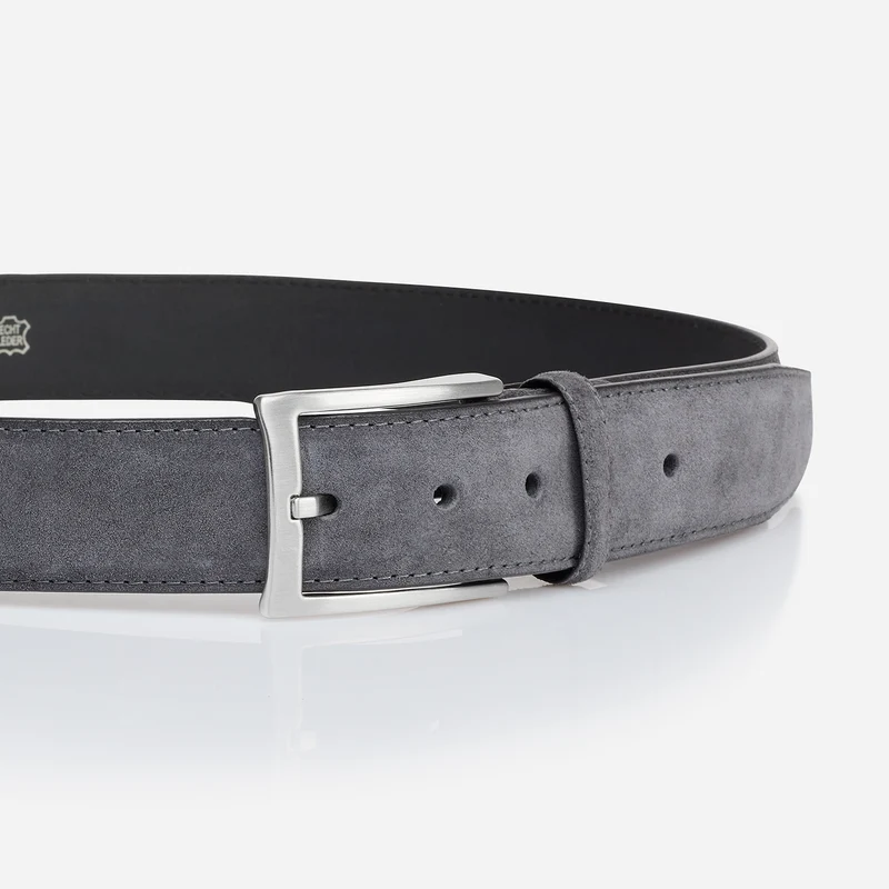 TORONTO grey uni – Veloursledergürtel Herren 4 cm