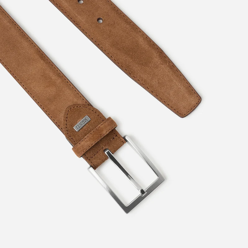 TORONTO light brown uni – Veloursledergürtel Herren 4 cm
