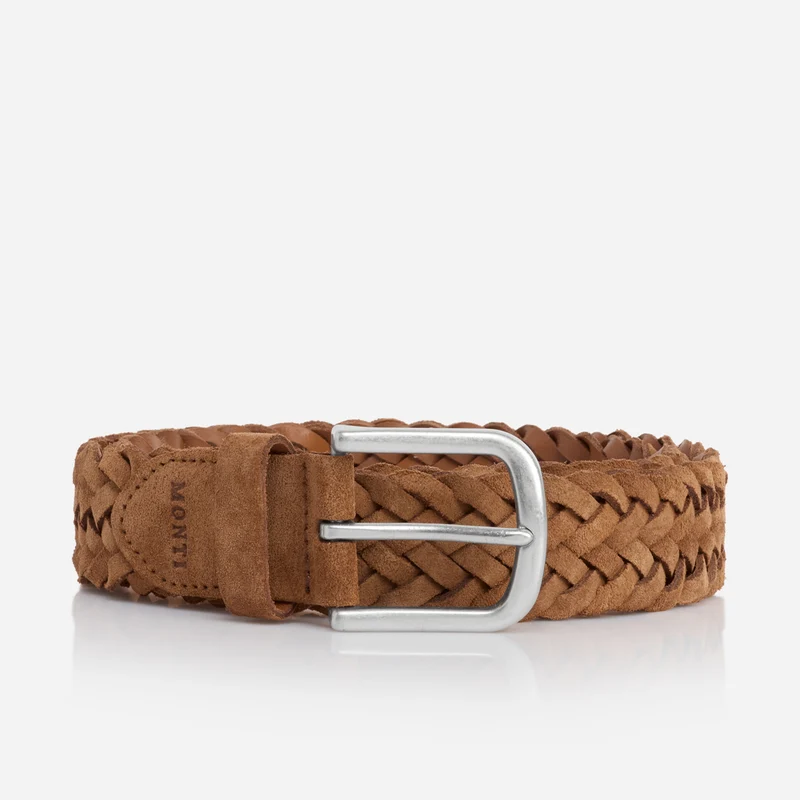 VANCOUVER cognac uni – Veloursledergürtel Herren 3,5 cm