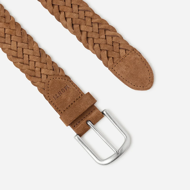 VANCOUVER cognac uni – Veloursledergürtel Herren 3,5 cm