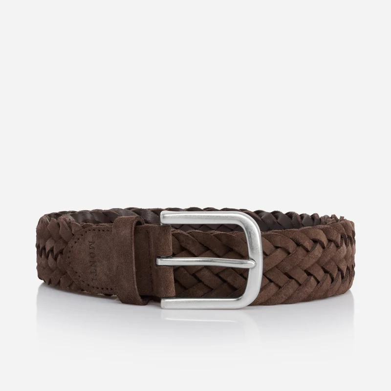 VANCOUVER brown uni – Veloursledergürtel Herren 3,5 cm