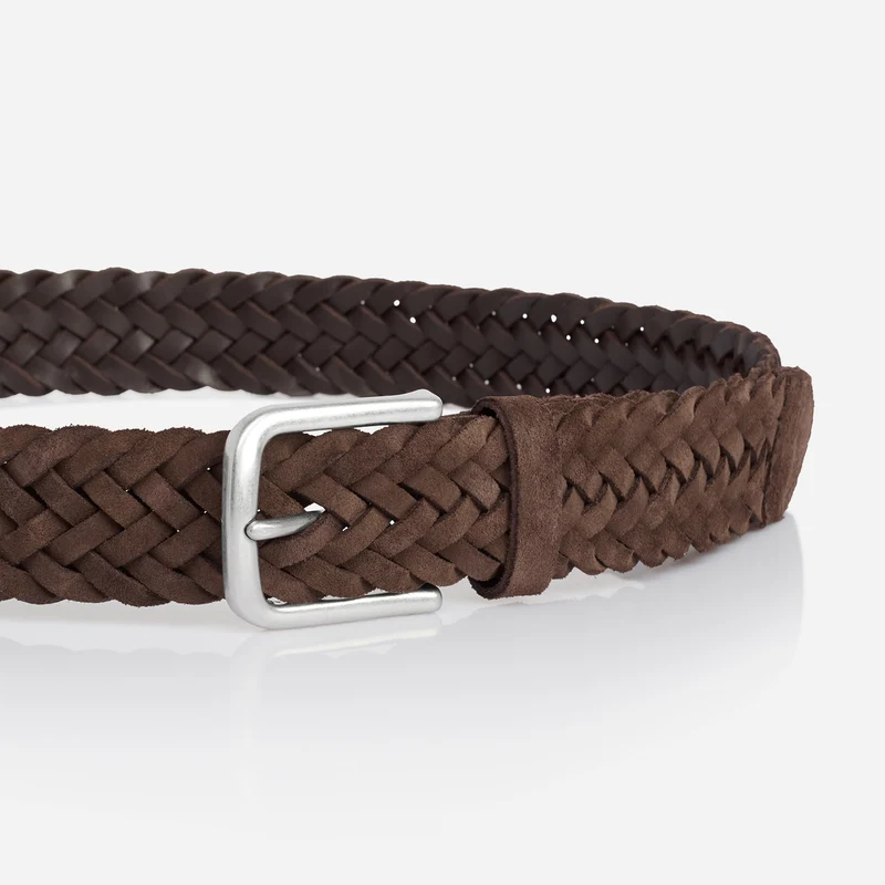 VANCOUVER brown uni – Veloursledergürtel Herren 3,5 cm