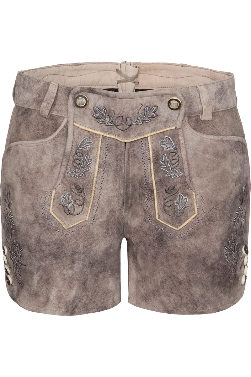 Damen Lederhosen-Shorts mit dekorativem Hosenlatz