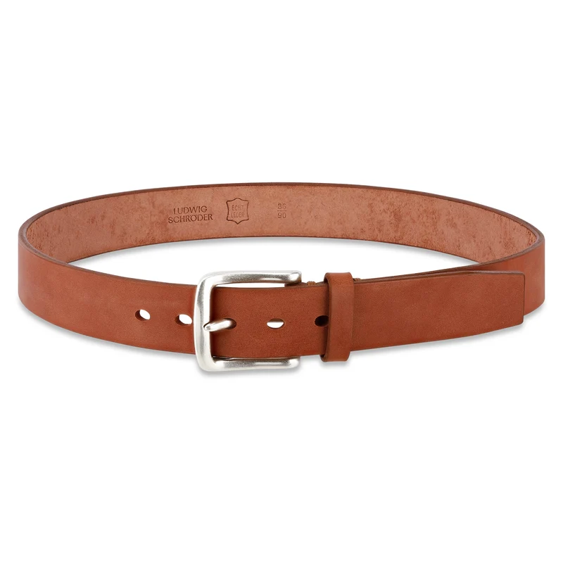 Ochsenleder Gürtel in Cognac, 5-7mm extra stark, 4 cm, handgenähter Herrengürtel „Liam“
