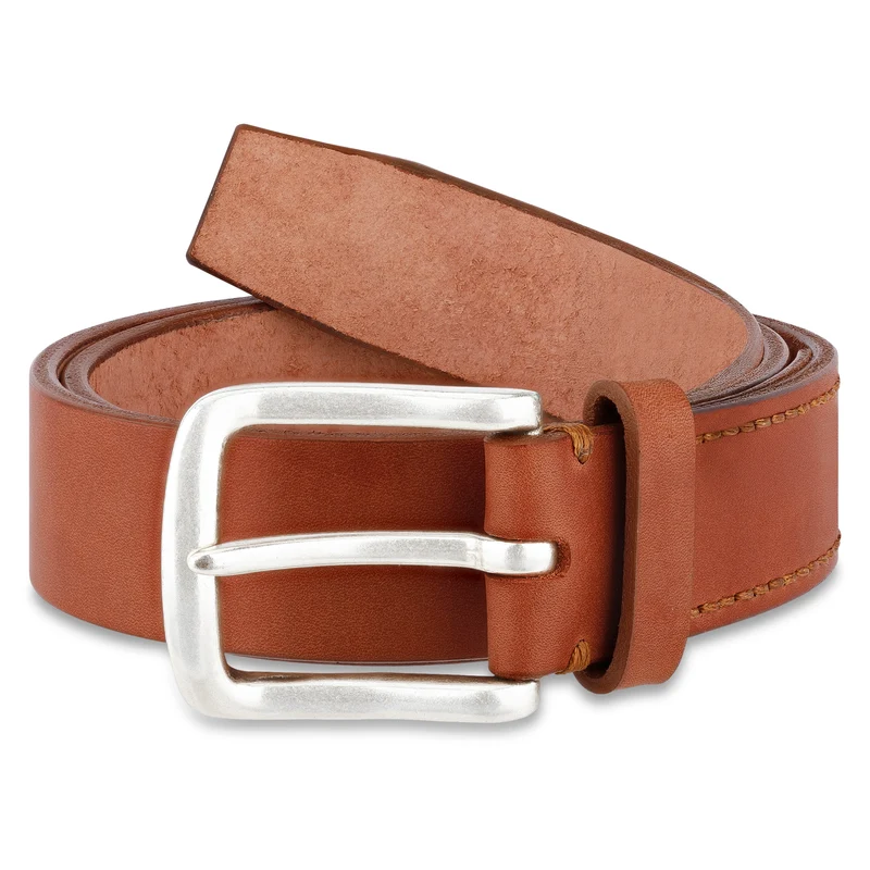 Ochsenleder Gürtel in Cognac, 5-7mm extra stark, 4 cm, handgenähter Herrengürtel „Liam“