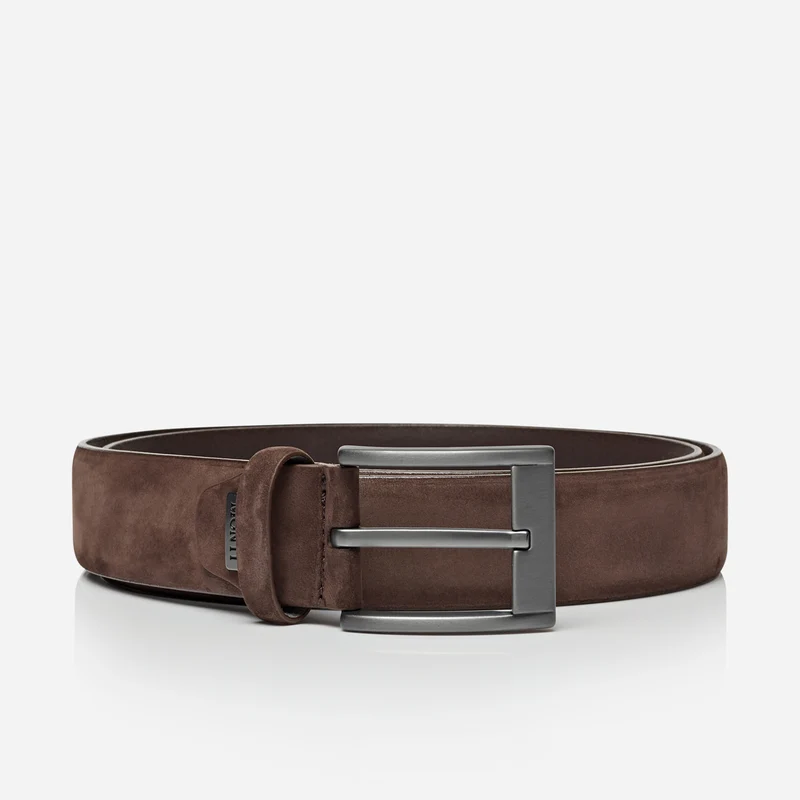 MAASTRICHT brown uni – Nubukledergürtel Herren 3,5 cm