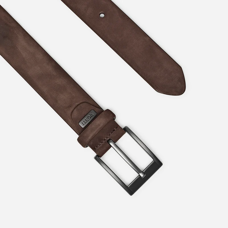MAASTRICHT brown uni – Nubukledergürtel Herren 3,5 cm