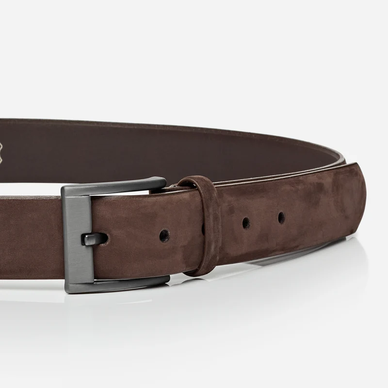 MAASTRICHT brown uni – Nubukledergürtel Herren 3,5 cm