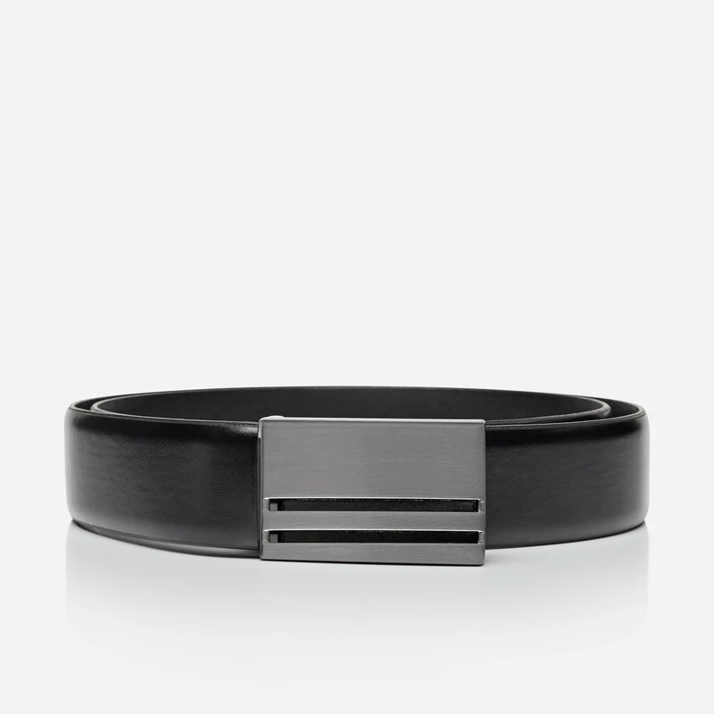 BERLIN black – Herren-Anzuggürtel 3,5 cm mit Koppelschließe