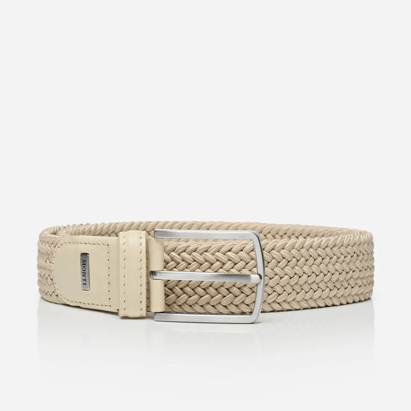 HAMBURG creme – Elastischer Flechtgürtel Herren 3,5 cm