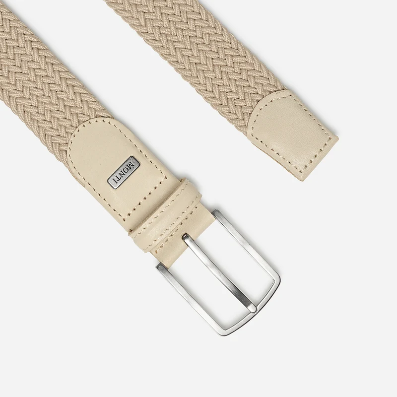 HAMBURG creme – Elastischer Flechtgürtel Herren 3,5 cm