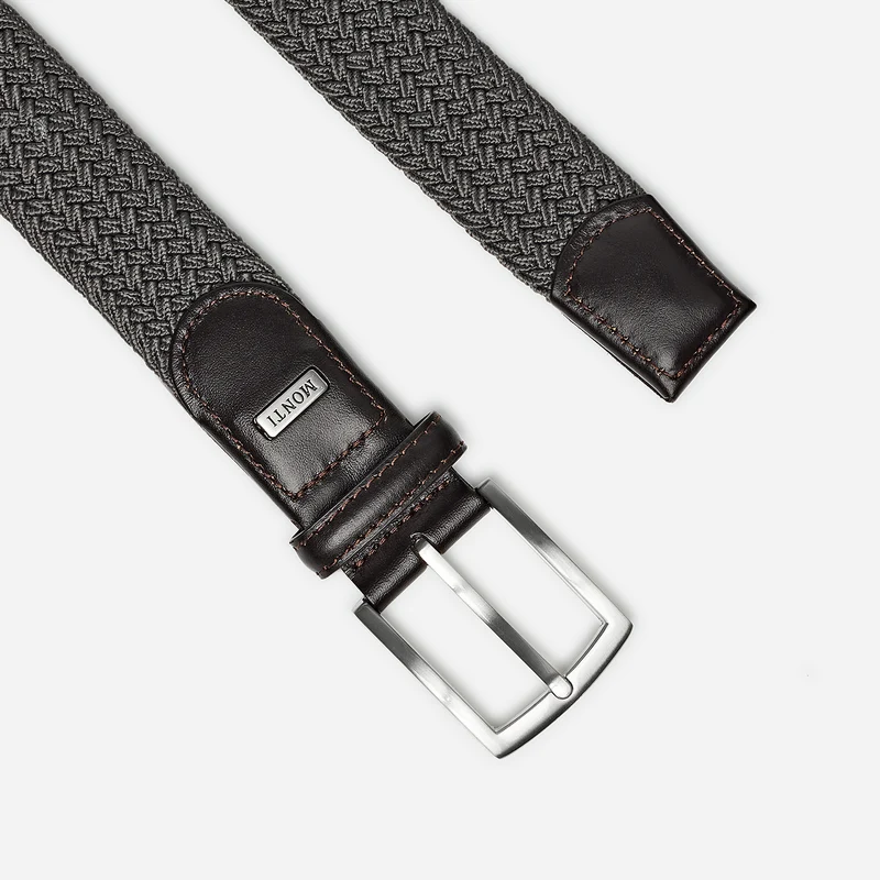 HAMBURG dark grey – Elastischer Flechtgürtel Herren 3,5 cm