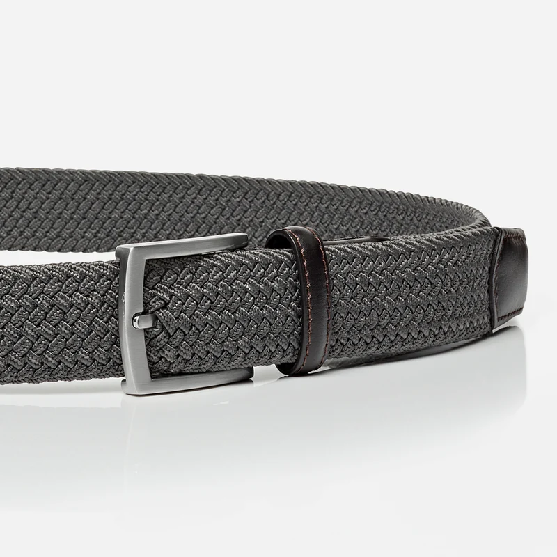 HAMBURG dark grey – Elastischer Flechtgürtel Herren 3,5 cm