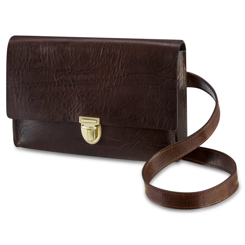 Moderne Crossbody Ledertasche „EMMA“ in Braun – Handgefertigte Unikate aus eigener Ledermanufaktur