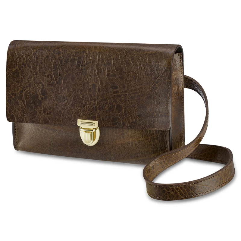 Moderne Crossbody Ledertasche „EMMA“ in Oliv – Handgefertigte Unikate aus eigener Ledermanufaktur