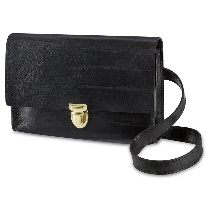 Moderne Crossbody Ledertasche „EMMA“ in Schwarz – Handgefertigte Unikate aus eigener Ledermanufaktur