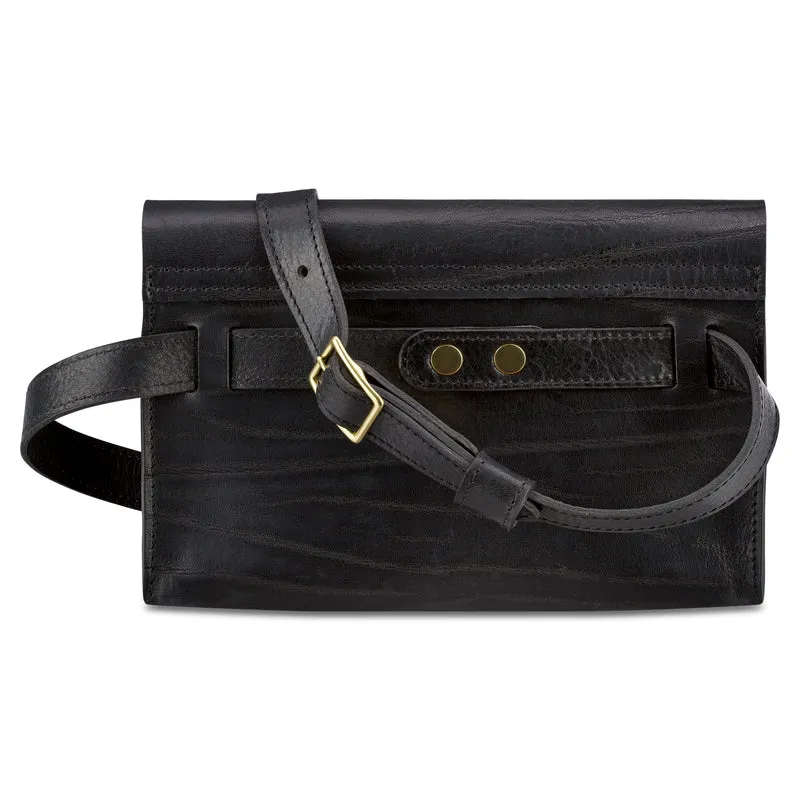 Moderne Crossbody Ledertasche „EMMA“ in Schwarz – Handgefertigte Unikate aus eigener Ledermanufaktur